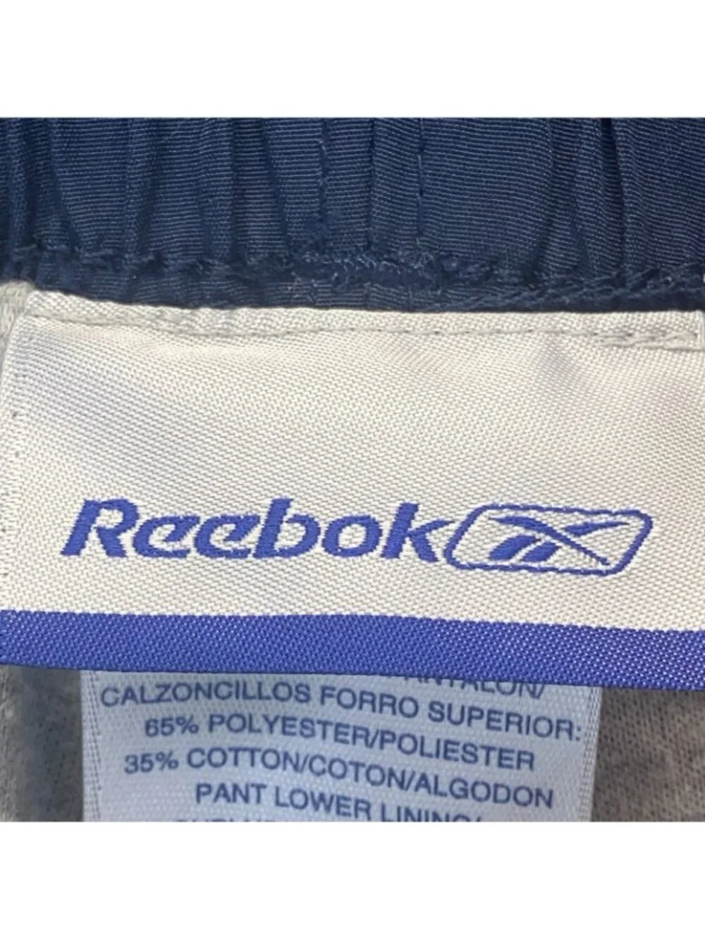 Vintage Reebok Pants Mens XL Navy 90s Y2K Parachute Track Windbreaker Lined